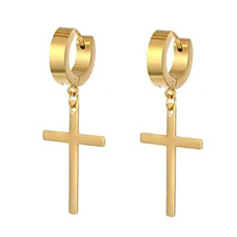 Stainless Steel Inverted Cross Stud Earrings