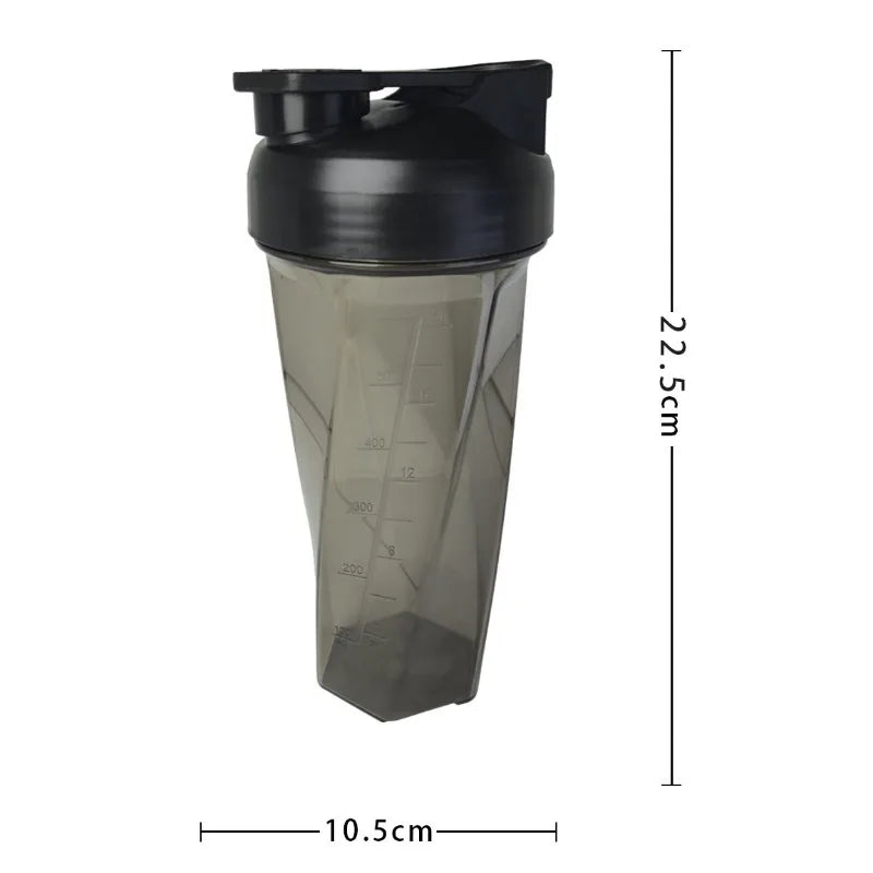 The 600ml Vortex Mixer Shaker Bottle is made from high quality Tritan, features a black lid, measurement markings, and is ideal for protein shakes. Perfect for the gym, it measures 22.5 cm tall and 10.5 cm wide at the base.