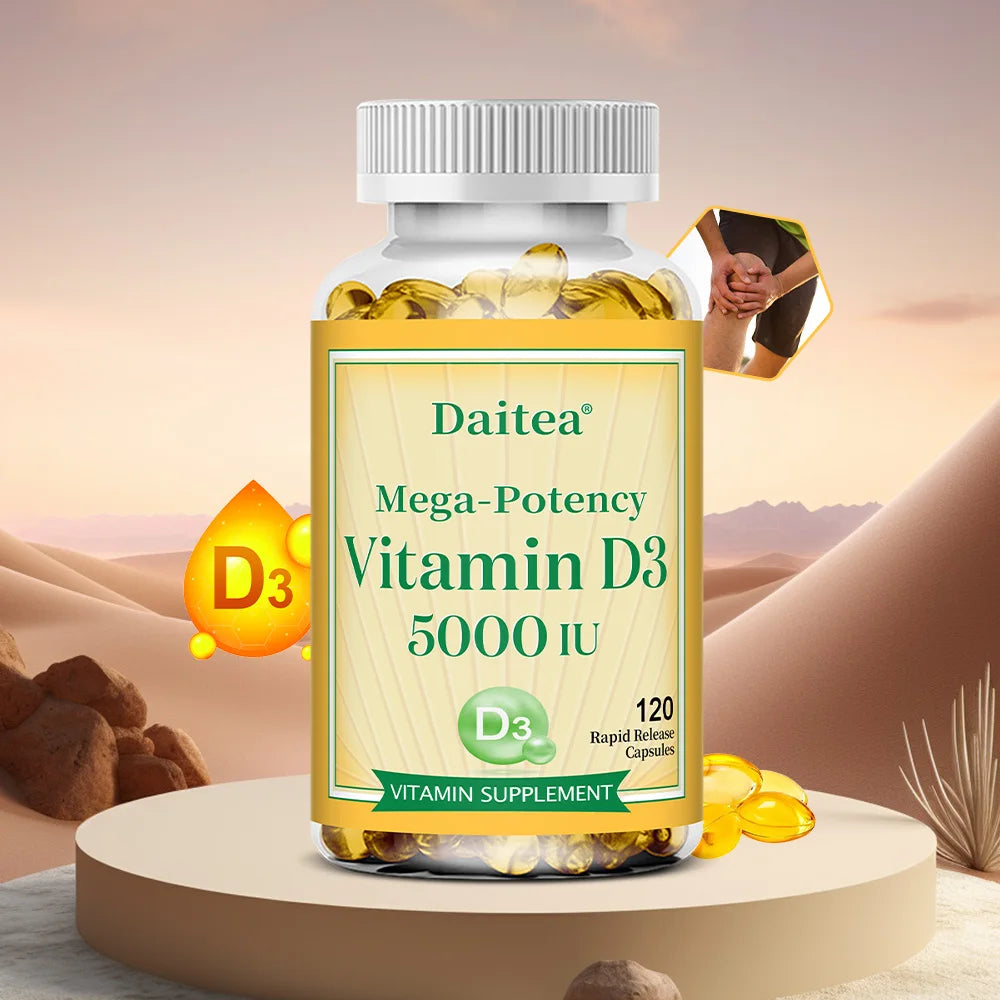 High Potency Vitamin D3 50,000 IU - 120 Vegetarian Capsules - Gluten Free Non-GMO, Nervous System Health, Support Immune