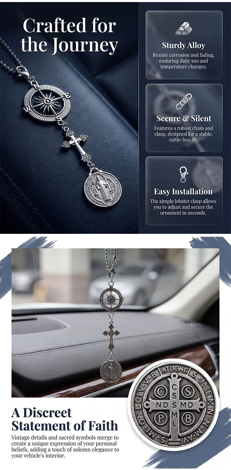 Christian Car Protection Cross Hanging Charm