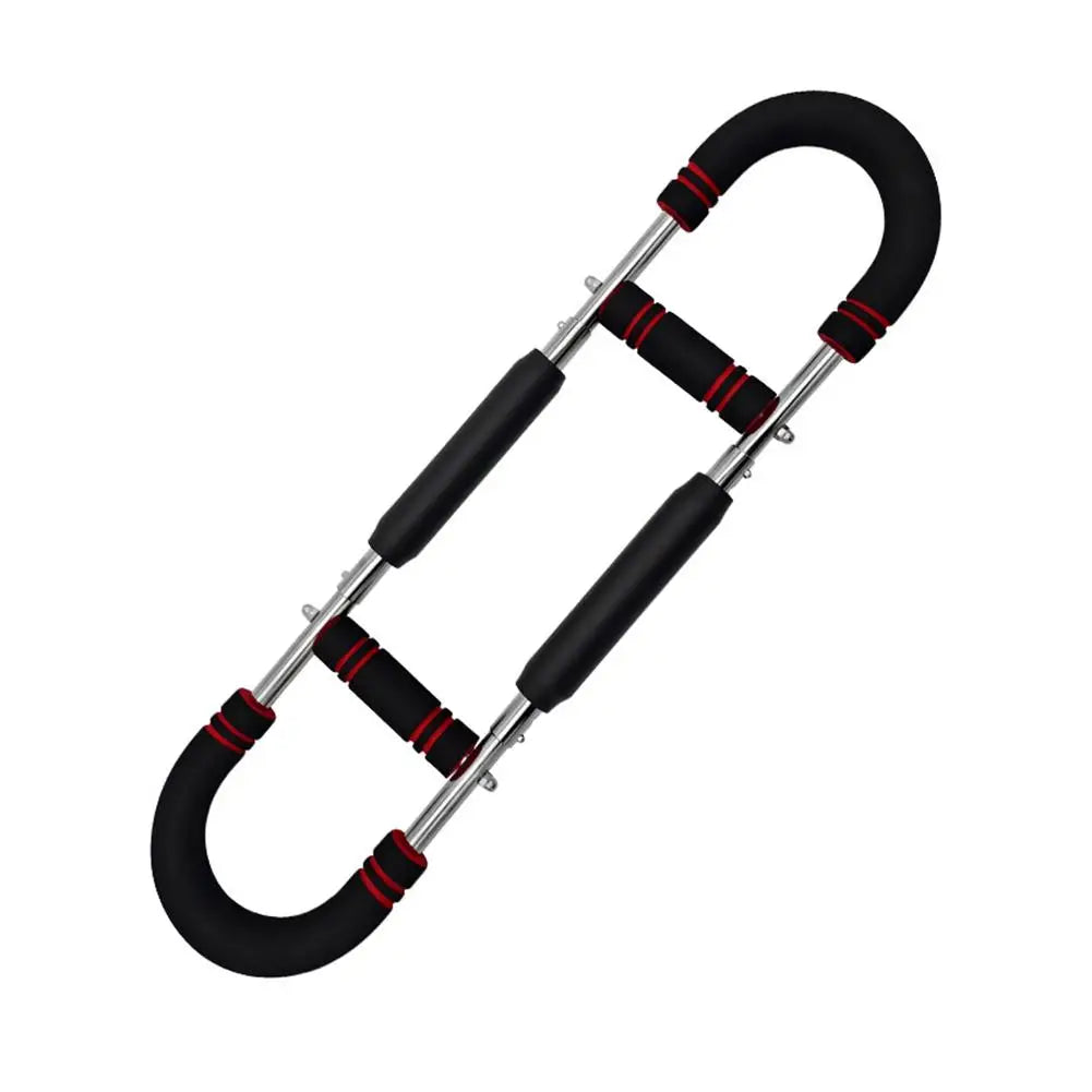 The Twister Arm Exerciser is an adjustable spring workout bar (20kg/30kg/40kg/50kg) with black foam padding and red accents, ideal for strength training, fitness, and enhancing your forearms, triceps, and chest.