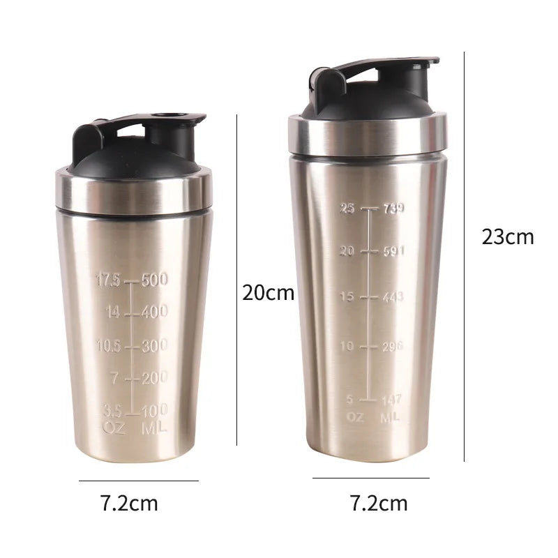 Stainless Steel Protein Powder Shaker Bottle With Steel Ball Leak Proof Gym Fitness Sport Whey Shakes Cup Fitness Sports Mug