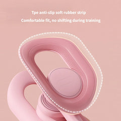 Close-up of a pink Non-Slip Comfortable Pelvic Floor Muscle Trainer Thigh Exerciser, featuring TPE anti-slip soft rubber strip for secure, comfortable fit with no shifting during postpartum recovery or leg & butt training.