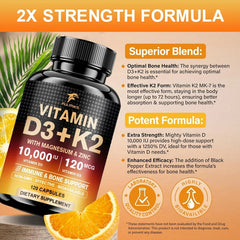 Fulimiks Vitamin D3 K2 Capsules, with Magnesium & Zinc, Support Bone & Dental, Heart, Cardiovascular Health, Immune Defense