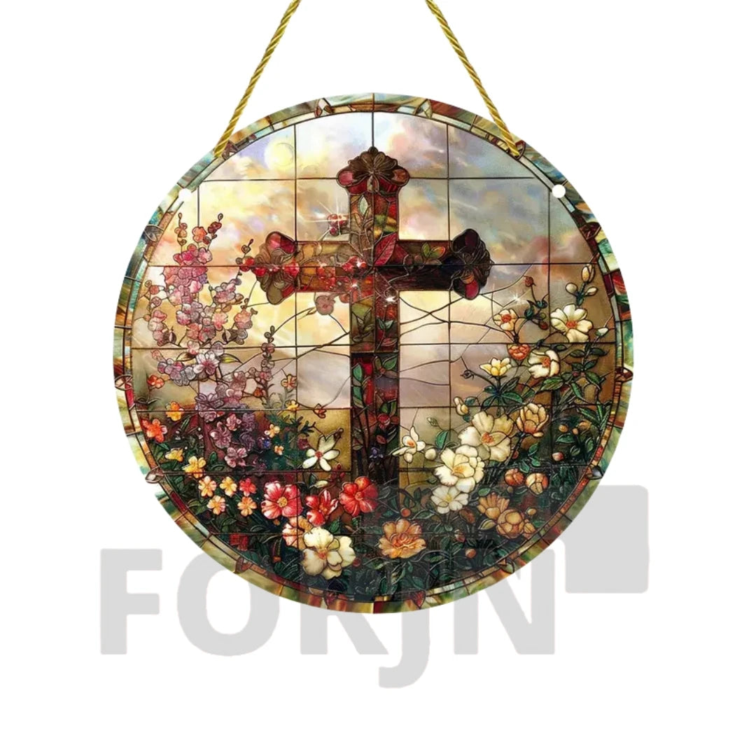 Christian Cross Suncatcher Hanging Decor