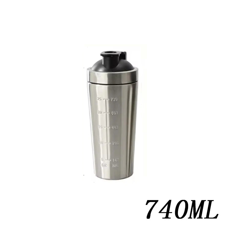Stainless Steel Protein Powder Shaker Bottle With Steel Ball Leak Proof Gym Fitness Sport Whey Shakes Cup Fitness Sports Mug