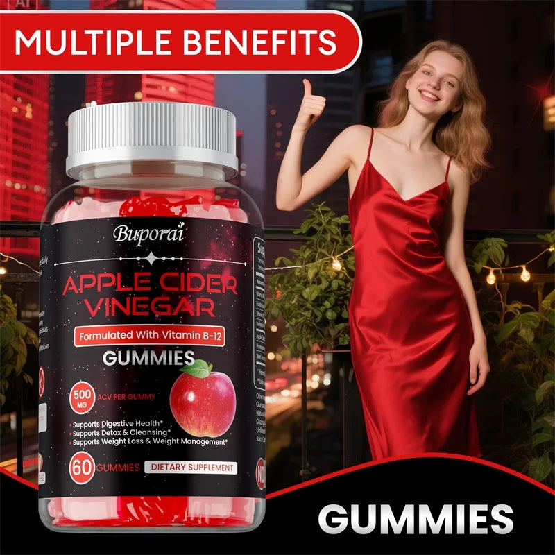 Apple Cider Vinegar Gummies - Promotes Digestive Health, Relieves Bloating and Constipation, Burns Fat, Weight Management
