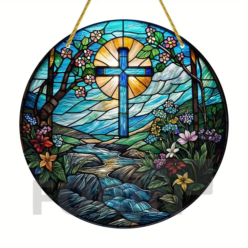 Christian Cross Suncatcher Hanging Decor