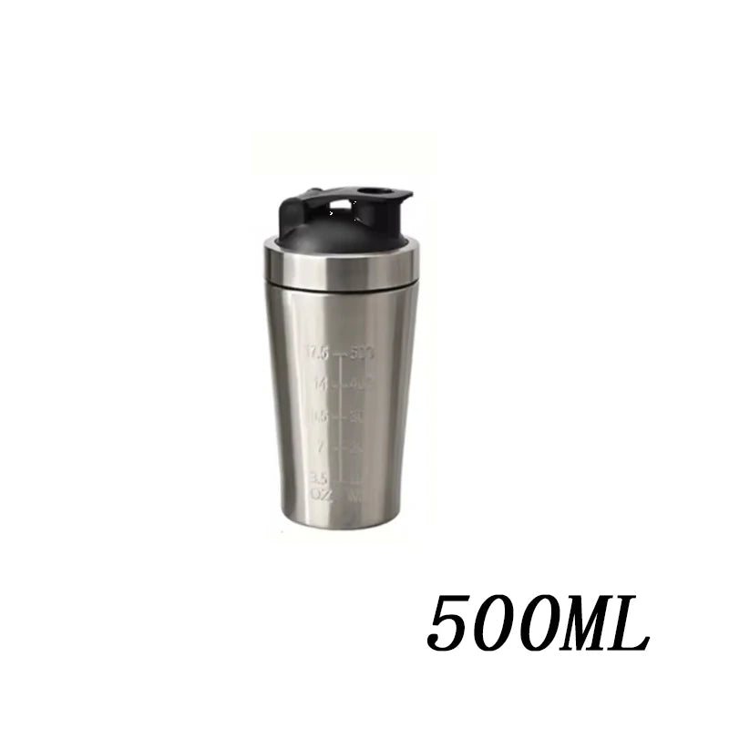 Stainless Steel Protein Powder Shaker Bottle With Steel Ball Leak Proof Gym Fitness Sport Whey Shakes Cup Fitness Sports Mug
