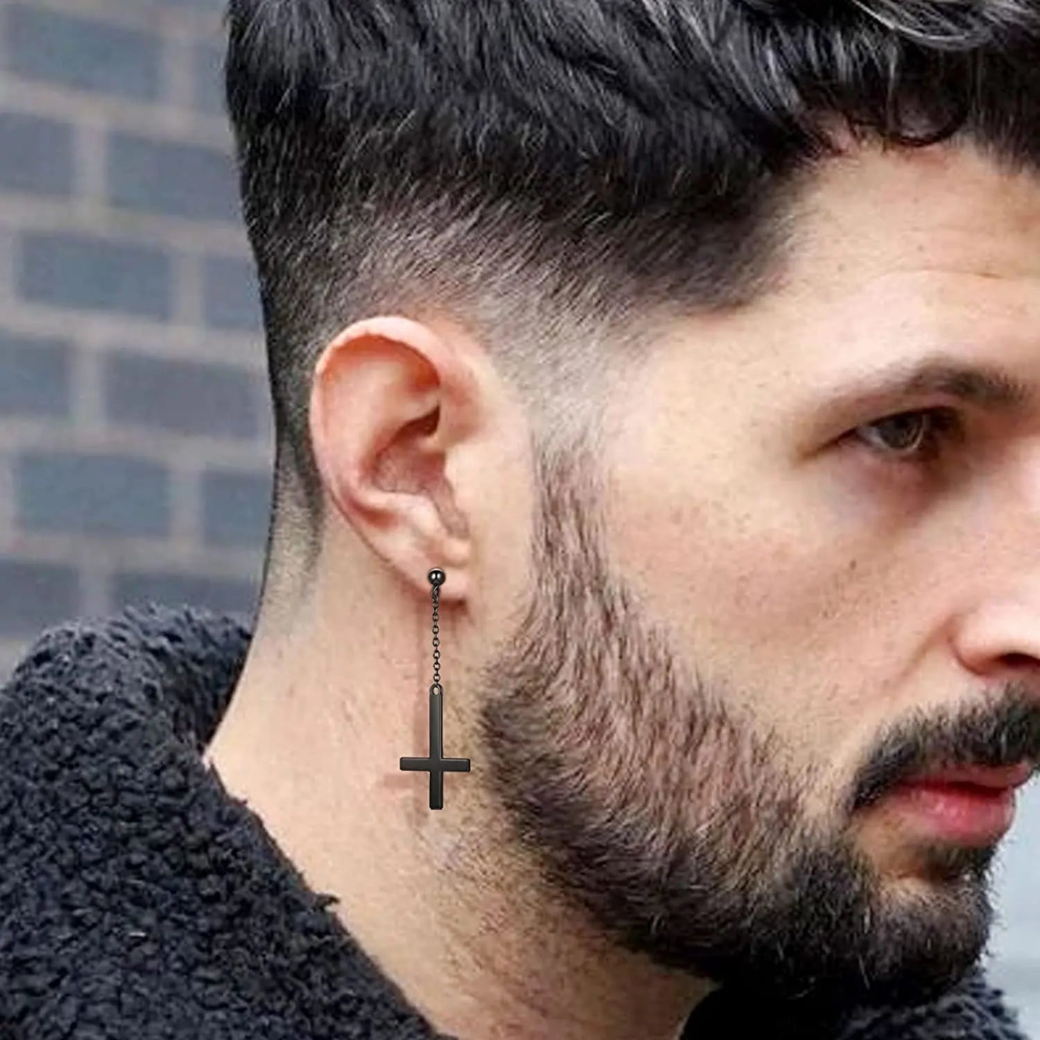 Stainless Steel Inverted Cross Stud Earrings