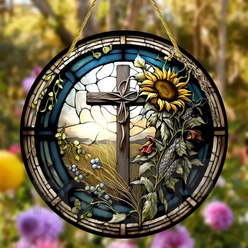 Christian Cross Suncatcher Hanging Decor