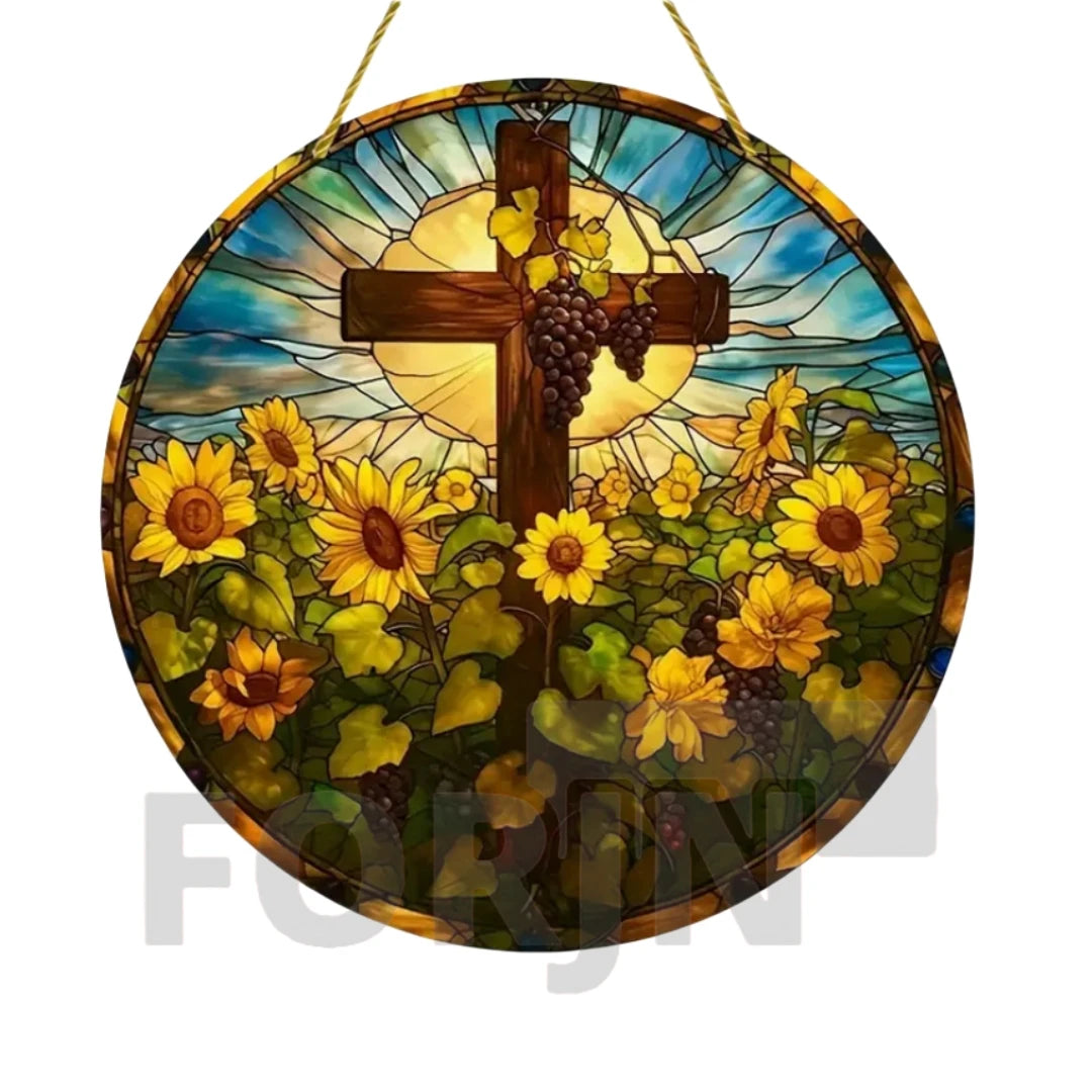 Christian Cross Suncatcher Hanging Decor