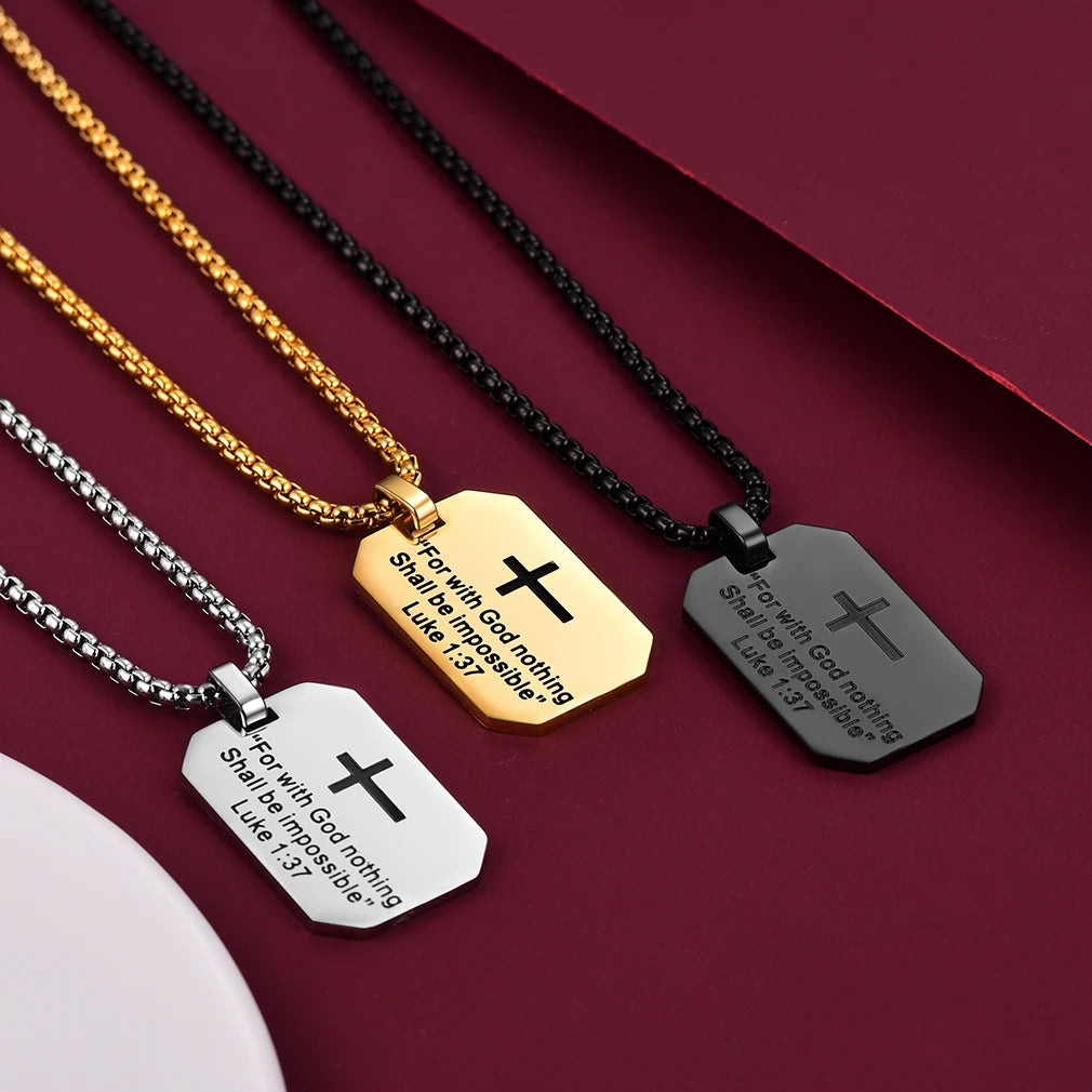 Christian Cross Prayer Necklace Jewelry