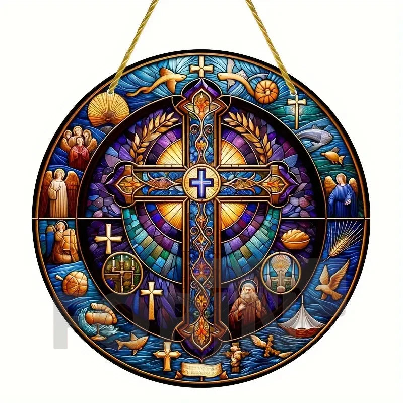 Christian Cross Suncatcher Hanging Decor