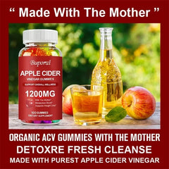 Apple Cider Vinegar Gummies 1200MG - Digestive Health Support Relieves Bloating and Constipation Burns Fat and Controls Weight