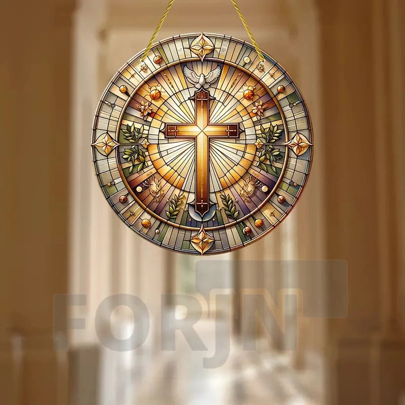 Christian Cross Suncatcher Hanging Decor