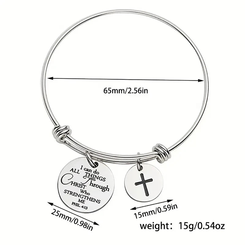 Christian Cross Scripture Charm Bracelet