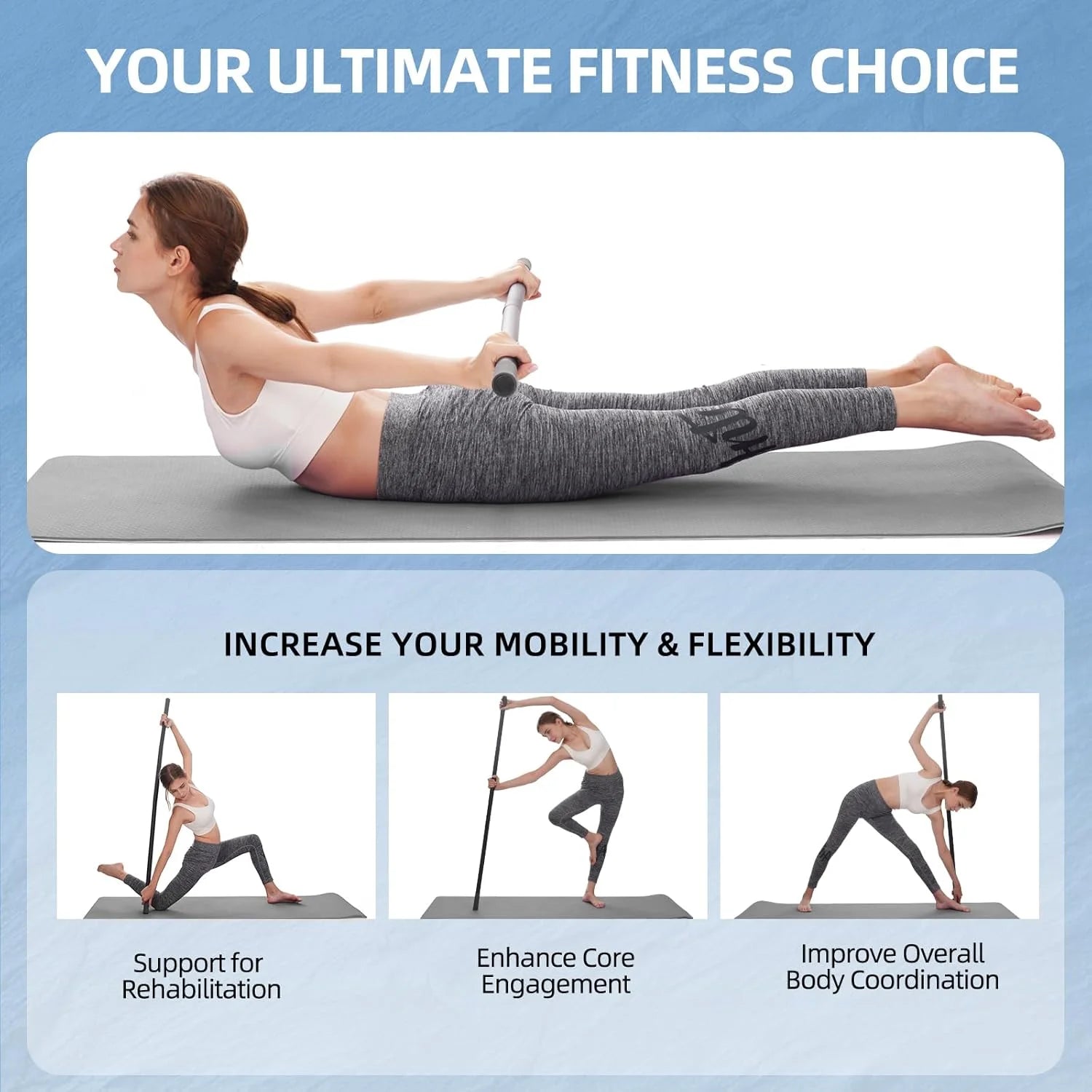 Adjustable Yoga Mobility Stretch Stick