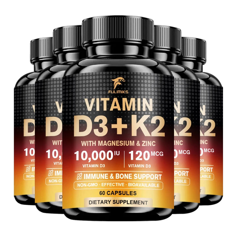 Fulimiks Vitamin D3 K2 Capsules, with Magnesium & Zinc, Support Bone & Dental, Heart, Cardiovascular Health, Immune Defense
