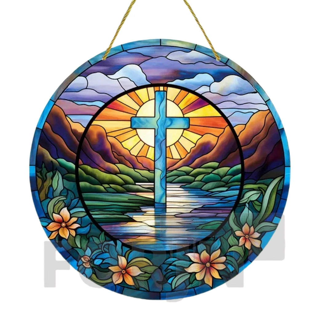 Christian Cross Suncatcher Hanging Decor