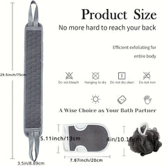 Exfoliating Body Scrubber Set - Includes Back Scrubber, Bath Glove And Shower Bath Sponge Loofah - Deep Clean And Vitalize