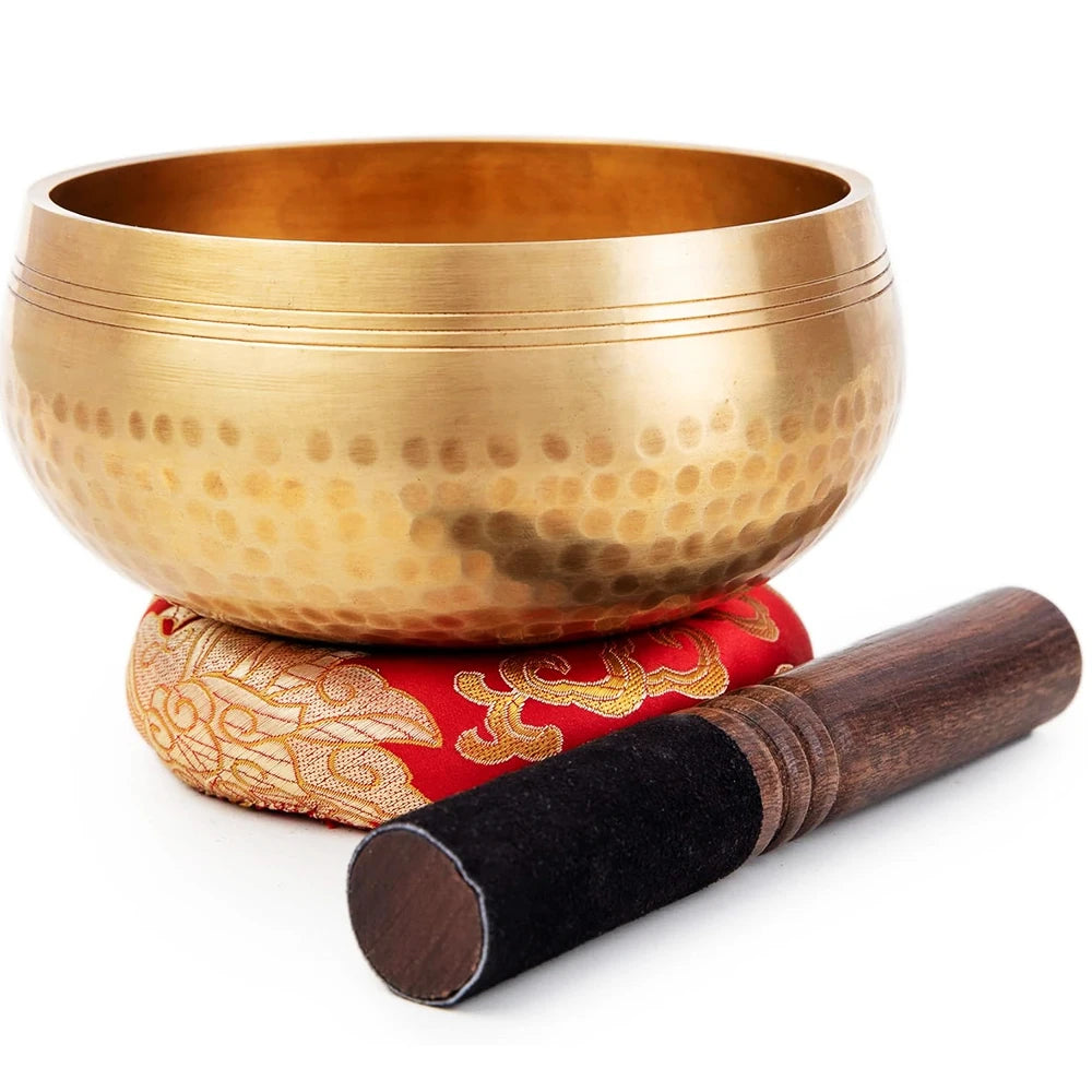 Handcrafted Brass Meditation Singing Bowl Set