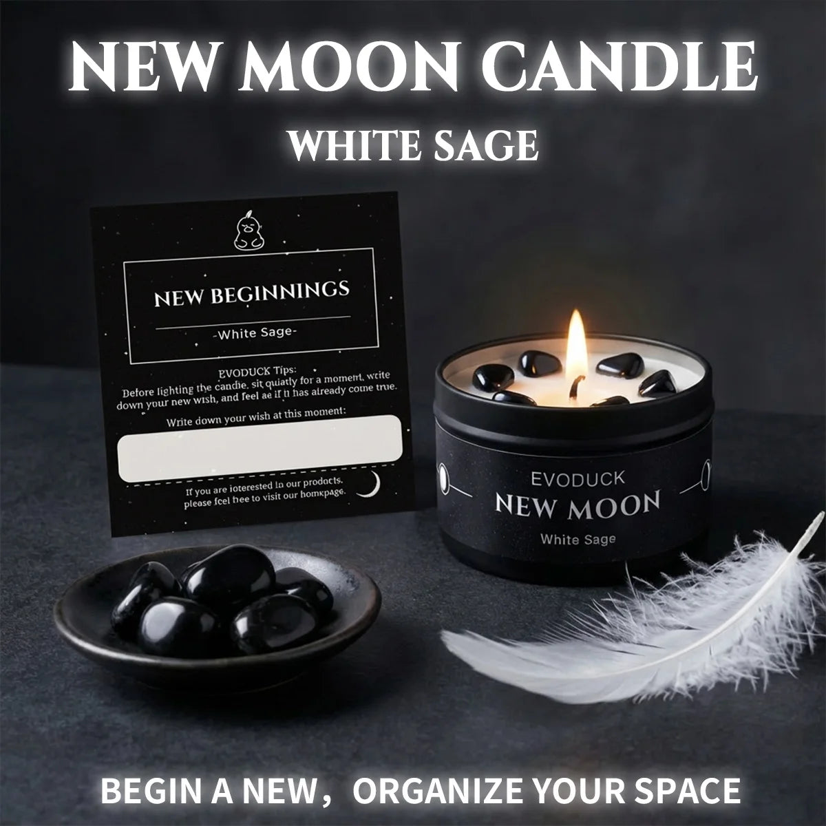 New Moon Crystal Energy Scented Candle