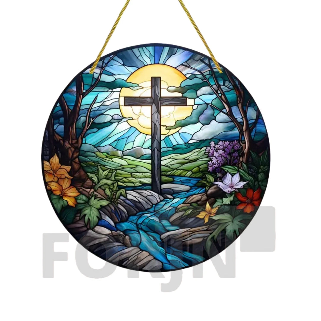 Christian Cross Suncatcher Hanging Decor