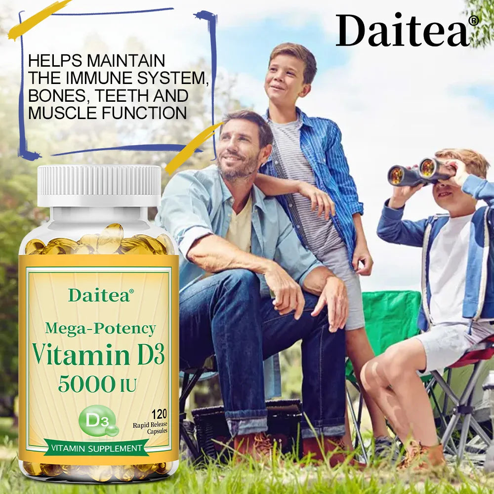 High Potency Vitamin D3 50,000 IU - 120 Vegetarian Capsules - Gluten Free Non-GMO, Nervous System Health, Support Immune