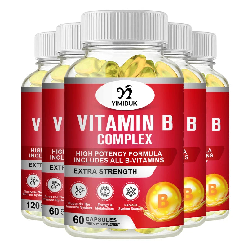 Vitamin B Complex with Vitamin B12, B7 as Biotin, B6, B3 as Niacin, B5, B6, B8, B9 as Folate for Stress, Energy & Healthy Immune