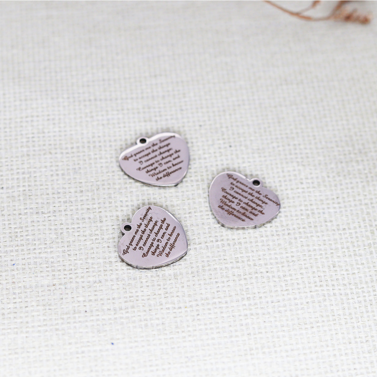Serenity Prayer Heart Charm Set