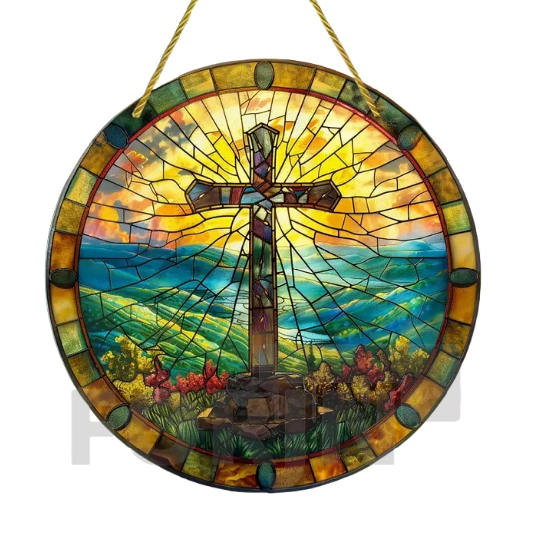 Christian Cross Suncatcher Hanging Decor