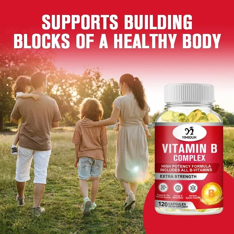 Vitamin B Complex with Vitamin B12, B7 as Biotin, B6, B3 as Niacin, B5, B6, B8, B9 as Folate for Stress, Energy & Healthy Immune