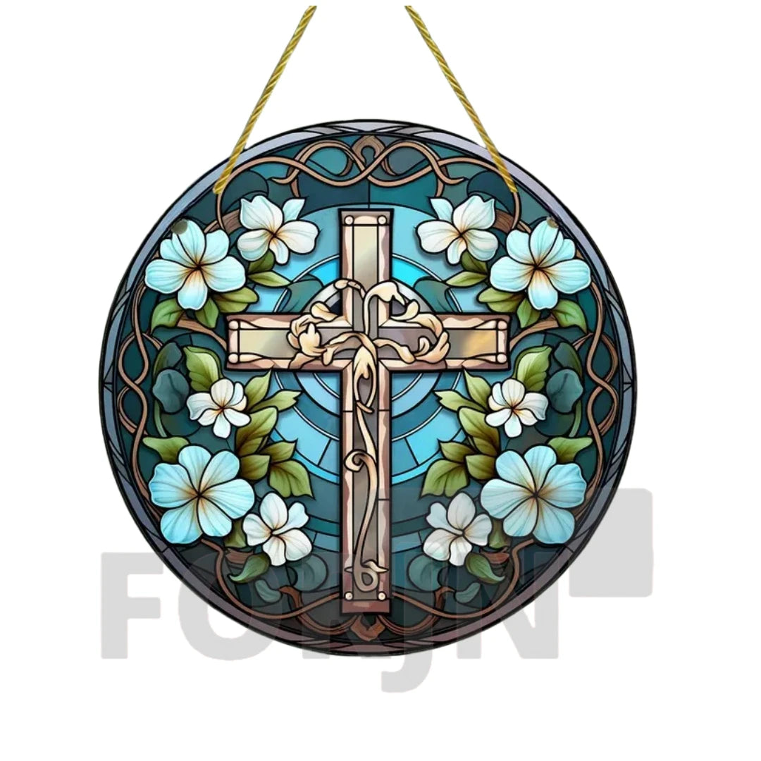 Christian Cross Suncatcher Hanging Decor