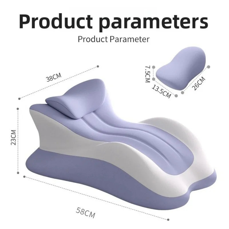 The Memory Foam Bed Wedge Pillow supports neck, back, and legs for anti-snoring, acid reflux relief, and post-surgery recovery. Dimensions: 58×38×23cm with detachable 26×13.5cm headrest. No batteries included. Made in Mainland China.