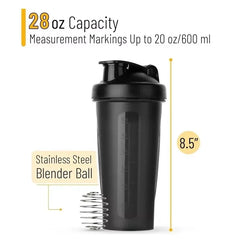 600ml Shaker Bottle 20 Oz with Stainless Steel Ball, BPA Free 20 Oz Plastic Protein Shake Leak Proof for Portable Fitness