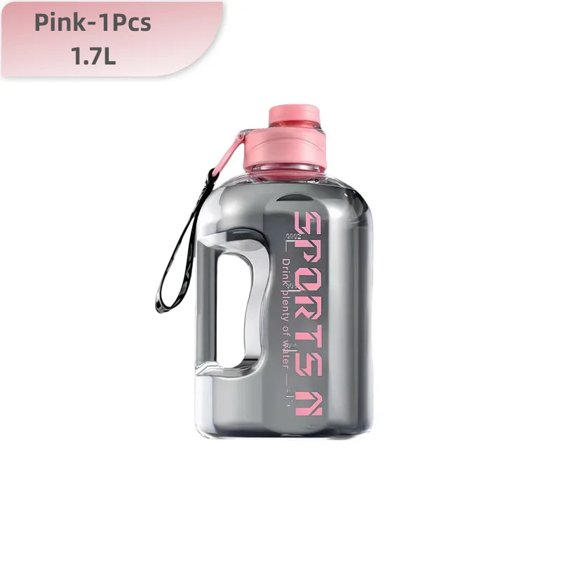 1.7/2.7L Large Capacity Sports Water Bottle Plastic Drinking Bottles with Time Scale Outdoor Camping Hiking Gym Men Water Kettle