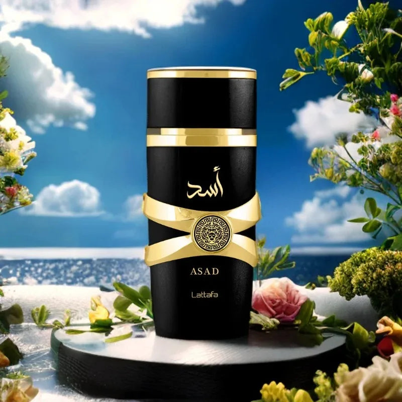 Lattafa Asad Eau de Parfum Spray 100 ml Parfums Arabes Originaux Parfum Oriental Durable Phéromones Parfum Cologne pour Hommes Cadeau
