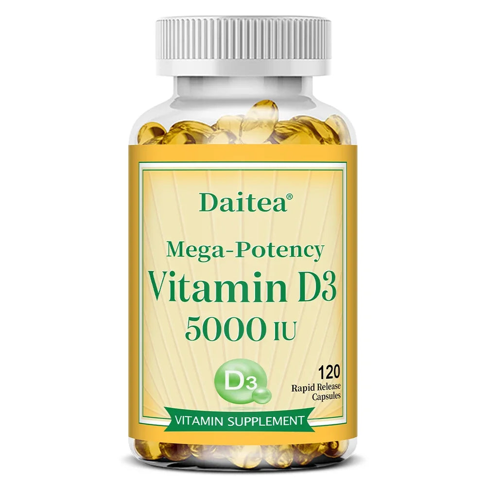 High Potency Vitamin D3 50,000 IU - 120 Vegetarian Capsules - Gluten Free Non-GMO, Nervous System Health, Support Immune