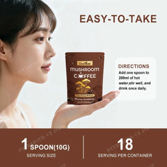 Docteat Mushroom Coffee Powder with Cordyceps, Lion's Mane, Reishi, Shiitake & Turkey Tail for Focus, Energy & Wellness, 180g
