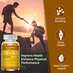 D3K2 Capsules Support Calcium Absorption Strengthen Bone and Teeth Health and Protect the Cardiovascular and Immune systems