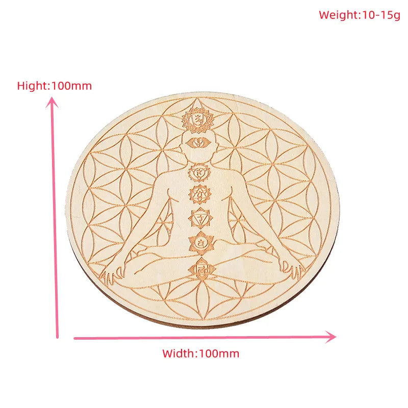 Seven Chakra Healing Stone Wood Plate