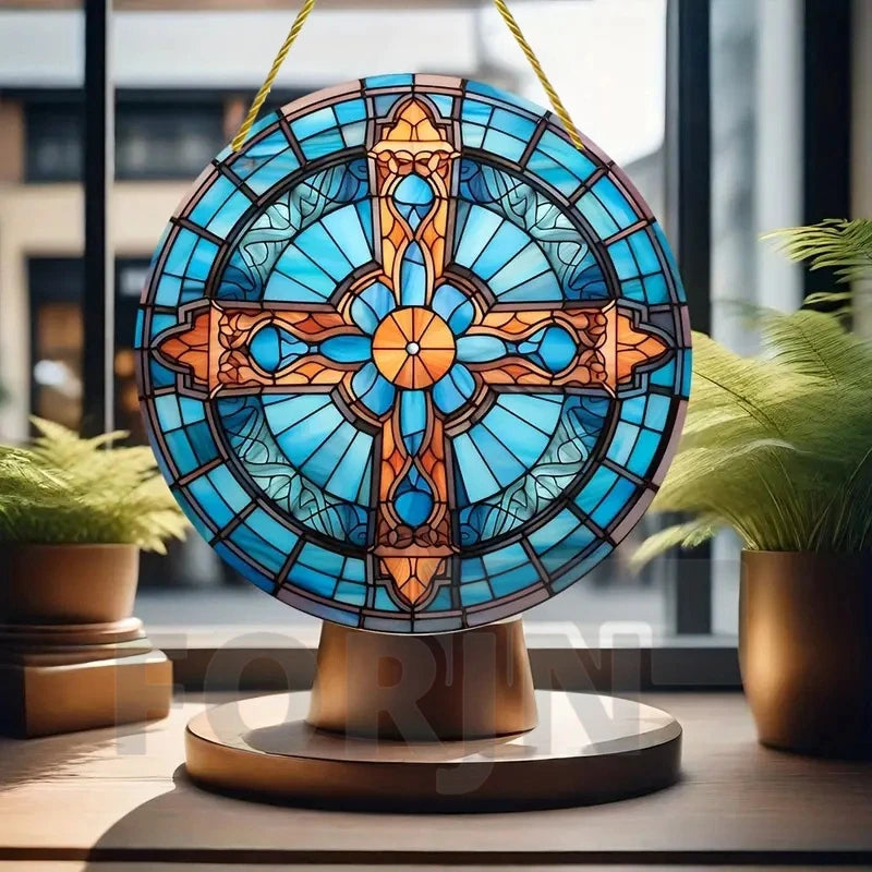 Christian Cross Suncatcher Hanging Decor