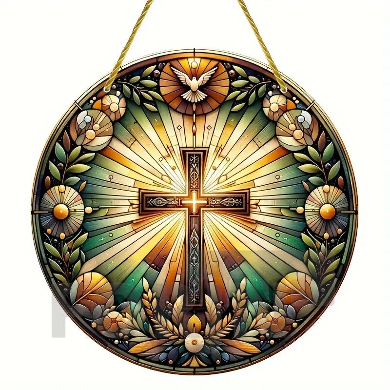 Christian Cross Suncatcher Hanging Decor
