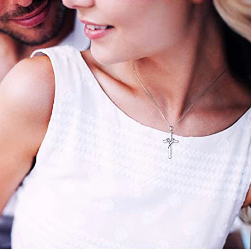 Zircon Cross Pendant Necklace Women
