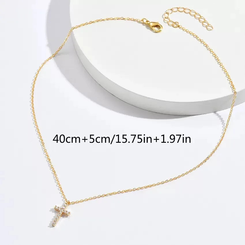 Gold Cross Faith Pendant Necklace