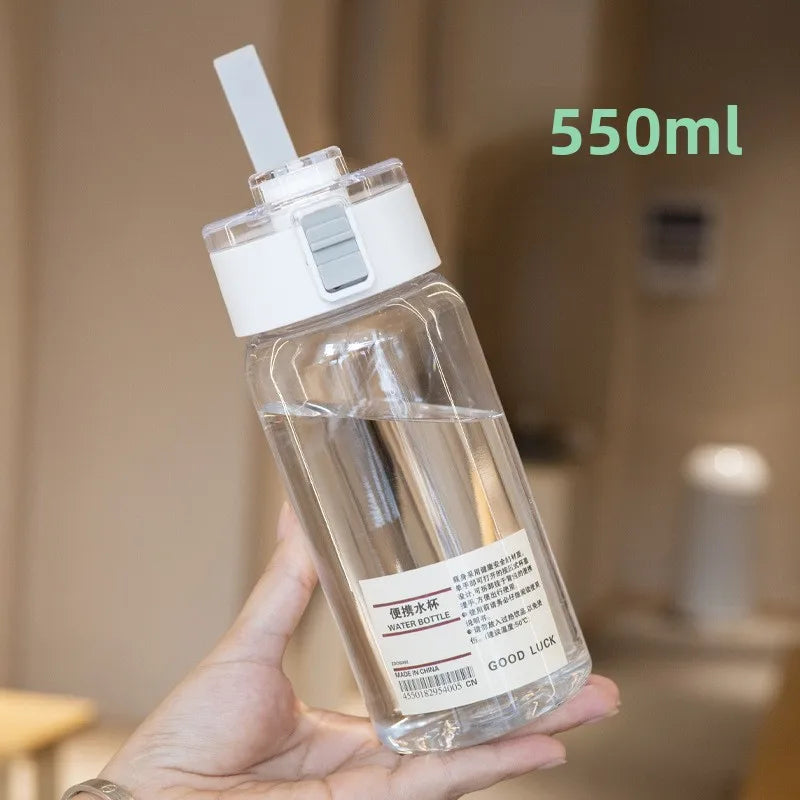 Portable Transparent Kawaii Water Bottle Sports Water Cup Plastic Handy Cup Outdoor Travel Office Essential Water Bottle ]Cup