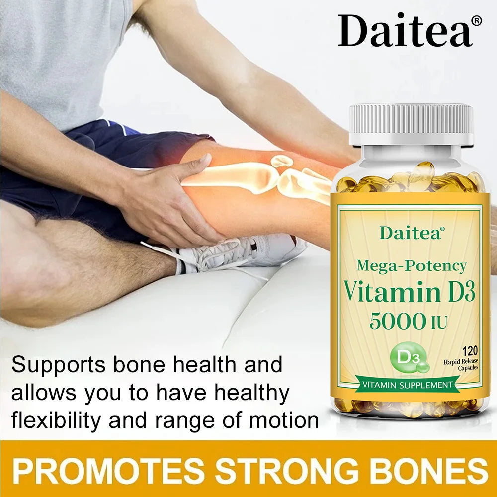 High Potency Vitamin D3 50,000 IU - 120 Vegetarian Capsules - Gluten Free Non-GMO, Nervous System Health, Support Immune