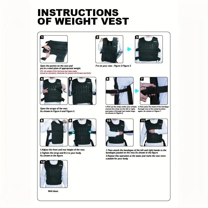 Adjustable Weight Vest, Ankle Weights With Weights, Wrist Weights, Gym Running Weights Strength Training Equipment Fitness Tools - Showlu Well Nation Store
