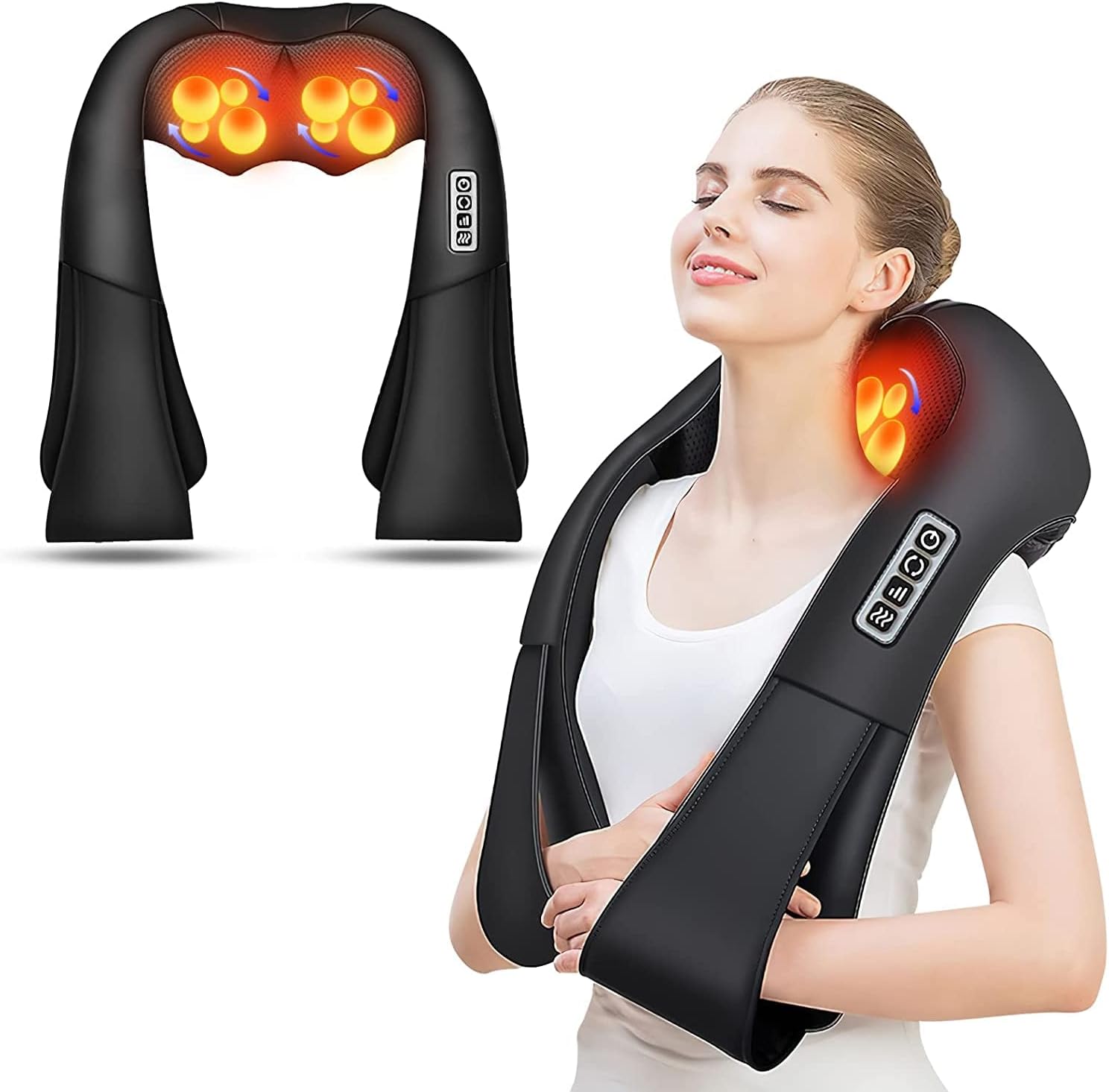 AERLANG Shiatsu Back and Neck Massager, Back Massager Deep Tissue Kneading Massager Neck and Shoulder Massager with Heat, Electric 4D Massage Pillow Fathers Day Dad Gifts from Daughter(NOT Cordless) - Showlu Well Nation Store